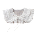 Royal Style Cotton Fake Collar Shawl Wrap Hollow Out Floral Lace Ruffled Trim Necklace Pointed Triangle Lapel Blouse