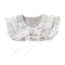 Royal Style Cotton Fake Collar Shawl Wrap Hollow Out Floral Lace Ruffled Trim Necklace Pointed Triangle Lapel Blouse