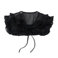 Royal Style Cotton Fake Collar Shawl Wrap Hollow Out Floral Lace Ruffled Trim Necklace Pointed Triangle Lapel Blouse