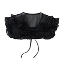 Royal Style Cotton Fake Collar Shawl Wrap Hollow Out Floral Lace Ruffled Trim Necklace Pointed Triangle Lapel Blouse