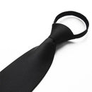 Black Simple Clip on Tie Security Tie Doorman Steward Matte Black Funeral Tie for Men Women Students