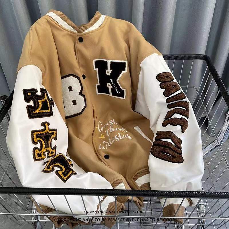 2021 street retro Letter embroidery baseball uniform cotton bomber jacket women winter loose all-match casual thickened jacket