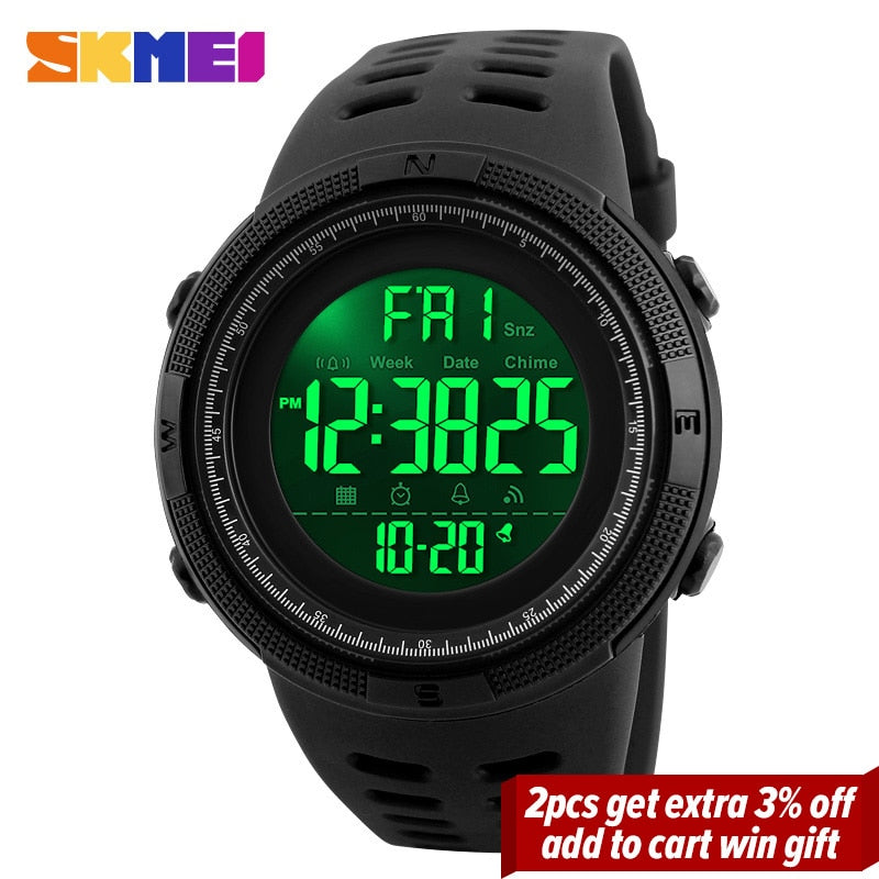 SKMEI Fashion Outdoor Sport Watch Men Multifunction Watches Alarm Clock Chrono 5Bar Waterproof Digital Watch reloj hombre 1251