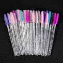 zwellbe Good Quality Disposable 50 Pcs/Pack Crystal Eyelash Makeup Brush Diamond Handle Mascara Wands Eyelash Extension Tool