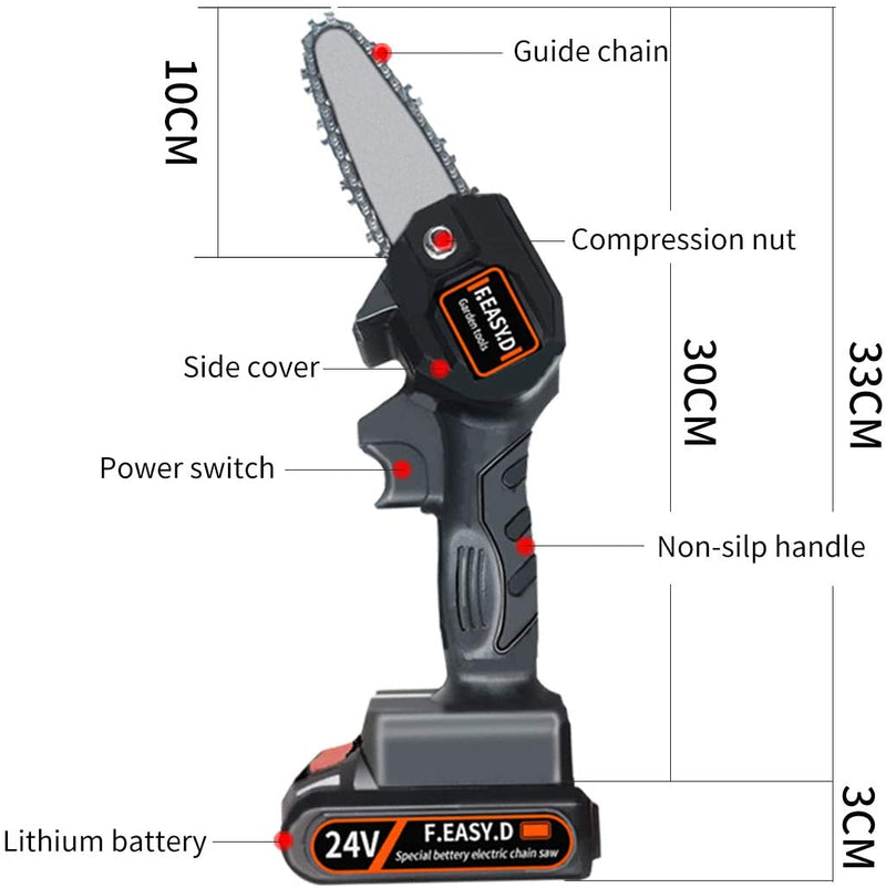 Cordless Electric Chain Saw Household Small Handheld Electric Saw Wireless Lithium Battery Outdoor Logging Orchard Electric Prun