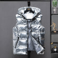 2022 New Women Winter Bright Vests Hooded Thick Vest Waterproof Cotton Padded Sleeveless Coat Female Waterproof Thick Waistcoat