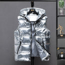 2022 New Women Winter Bright Vests Hooded Thick Vest Waterproof Cotton Padded Sleeveless Coat Female Waterproof Thick Waistcoat