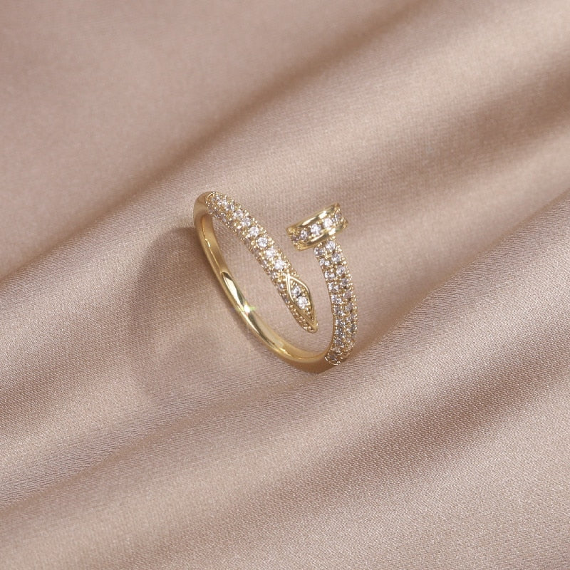 Korea New  Fashion Jewelry Exquisite 14K Real Gold Plated AAA Zircon Ring Elegant Women&