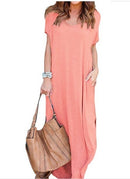Plus Size 5XL Sexy Women Dress Summer 2021 Solid Casual Short Sleeve Maxi Dress For Women Long Dress Free Shipping Lady Dresses