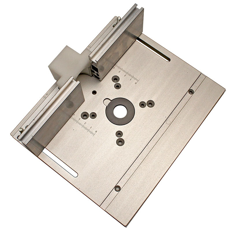 Aluminum Router Table Insert Plate W/Miter Gauge For Woodworking Benches Table Saw Multifunctional Trimmer Engraving Machine