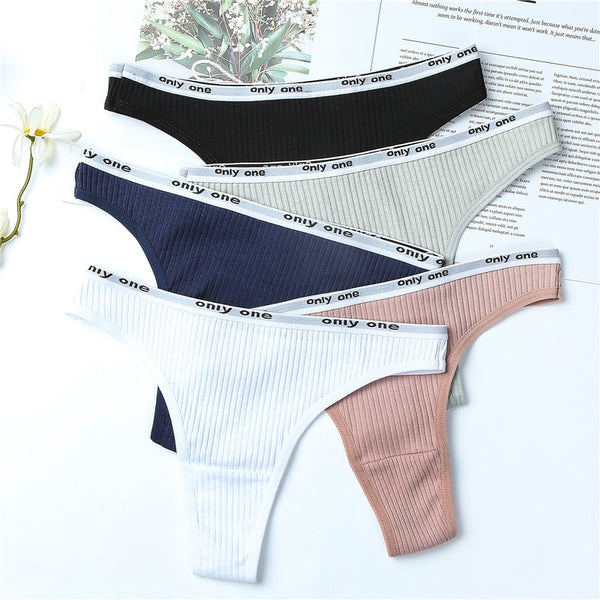 3Pcs/Lot Women&#39;s Cotton G-String Thong Panties String Underwear Women Briefs Sexy Lingerie Pants Intimate Ladies Letter Low-Rise