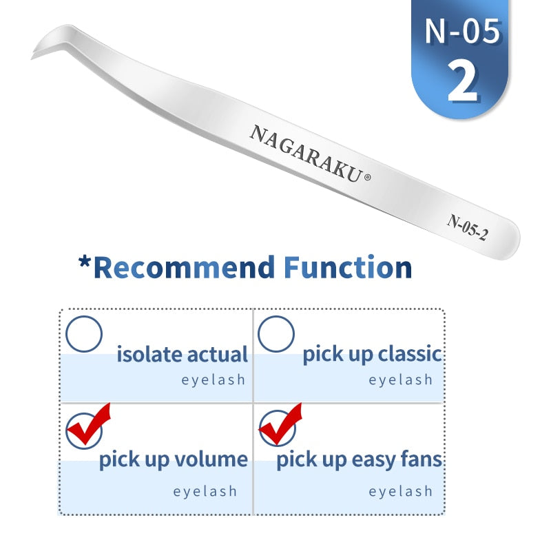 NAGARAKU Eyelash Extension Tweezers False Eyelashes Makeup Stainless Steel Professional Tweezer 3D Accurate Pincet