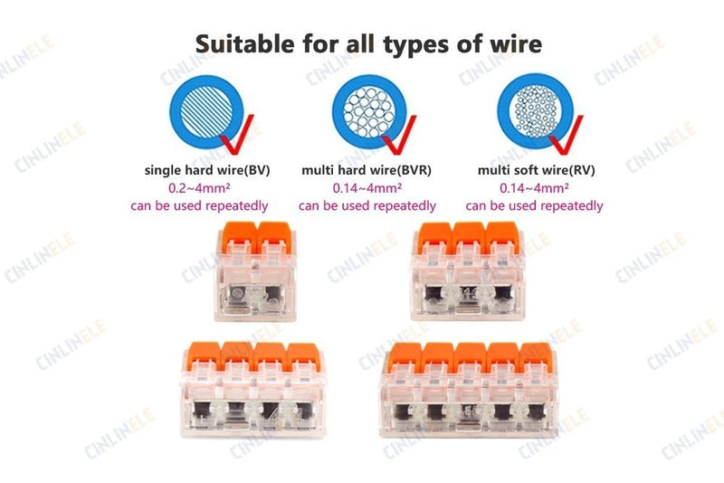 (30&amp;50Pieces) Lever Nuts-3 New style compact Splicing Connectors Quick Disconnect Wire Connectors AWG 24-12