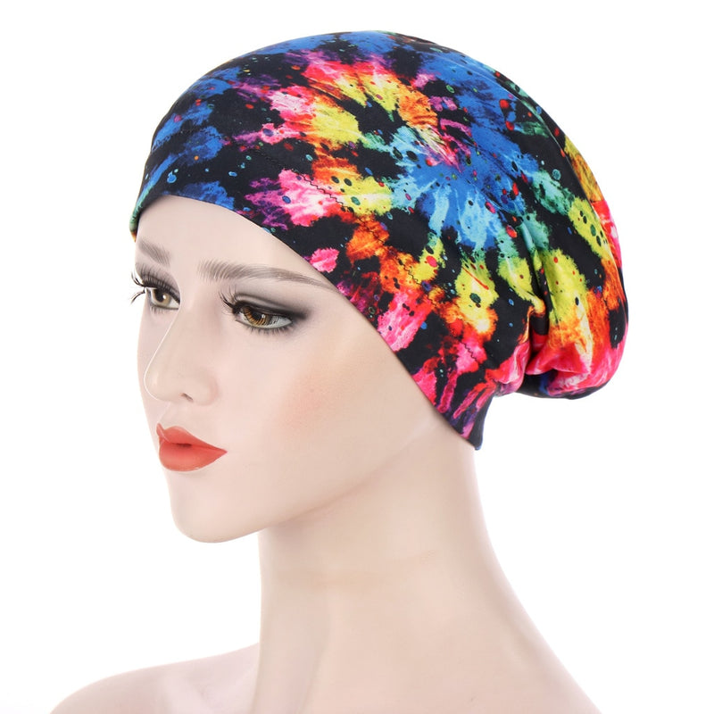 2021 New Elastic Fashion Turban Hat Solid Color Women Warm Winter Headscarf Bonnet Inner Hijabs Cap Muslim Hijab femme Wrap Head