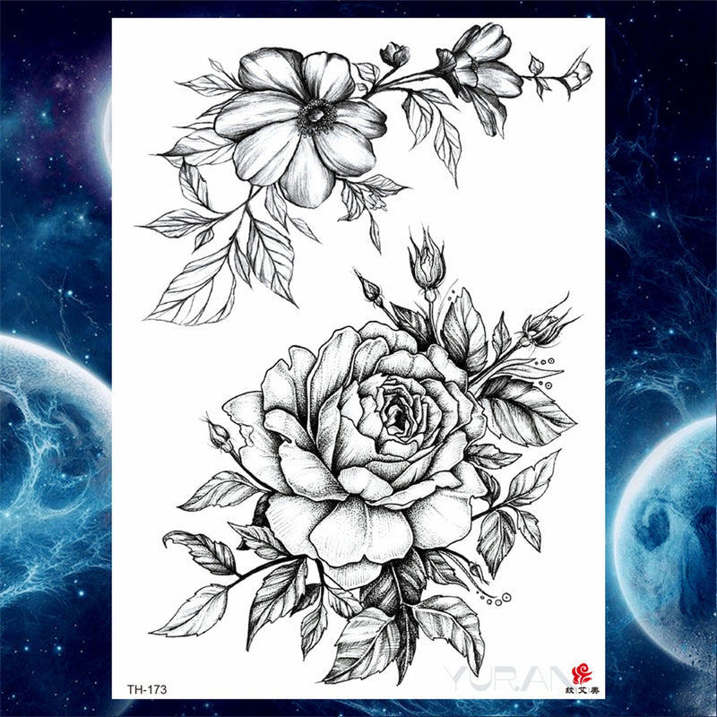 Girls Bracelet Chains Rose Tattoo Stickers Butterfly Body Arm Totem Tattoos Temporary Women Wrist Sexy Black Fake Tatoos