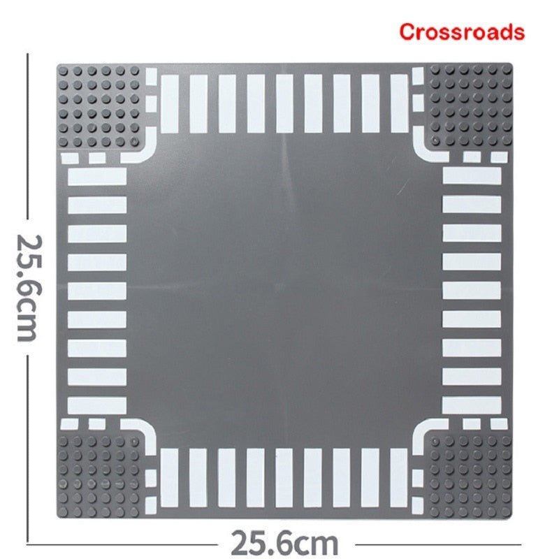 Building Blocks Base Plates Road Plate Straight Crossroad Curve Block Compatible Legoing Toys Base Plates Toys for Kids