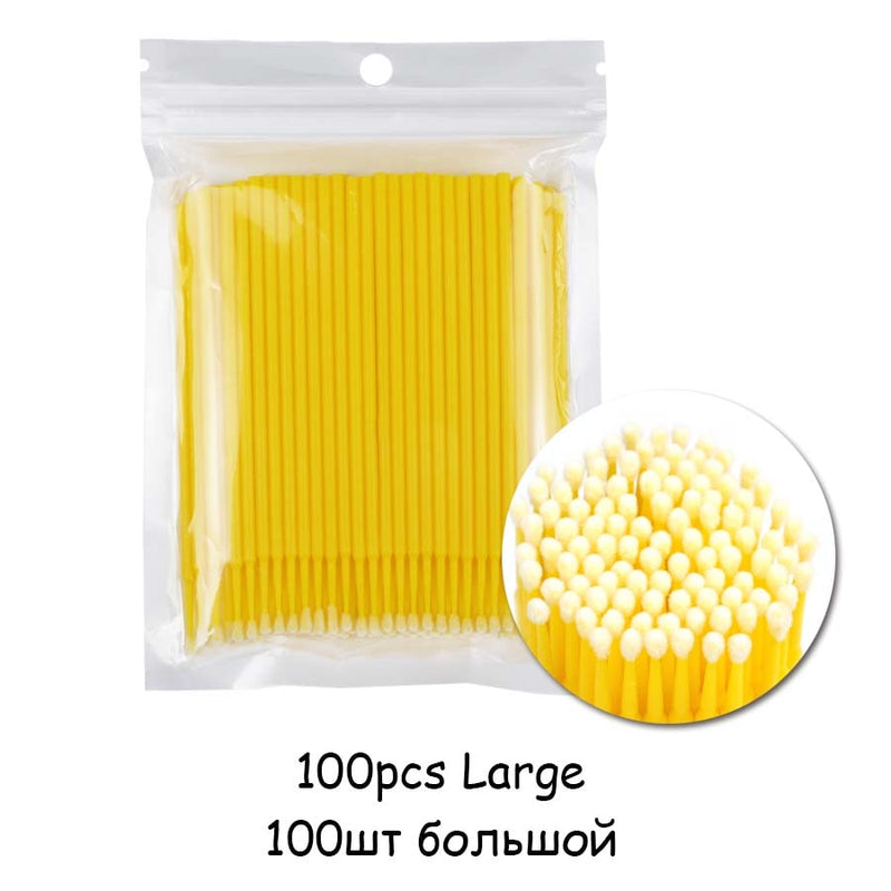 100PCS/Bag Eyelash Brushes Disposable Cotton Swab Micro Individual Eyelashes Microbrush Lash Removing Lash Extension Accessories
