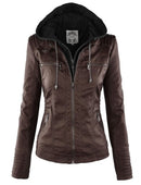 Gothic Faux Leather Jacket Women 2019 Hoodies Winter Autumn Motorcycle Jacket Black Outerwear Faux Leather PU Basic Jacket Coat