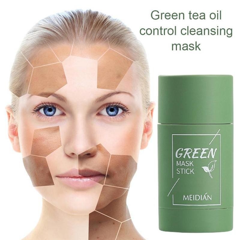 Green Tea Mask Solid Face Mask Stick Oil Control Moisturizing Cleansing Mask Acne Treatment Remove Pores Blackhead Mask