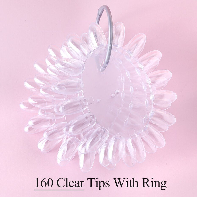 Clear Nature Black False Tips For Nail Art Display Oval Fan Style Nail Swatch Polish Stand Tips Practice Manicure Tools BEA23-2