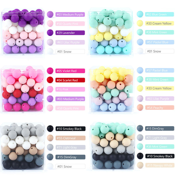 12mm 20pcs Silicone Baby Beads Round Teether Teething Beads DIY Pacifier Chain Necklace Pendant Toys BPA Free Baby Accessories