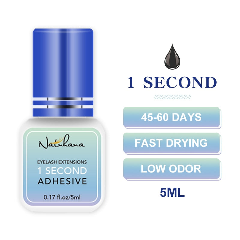 NATUHANA 5ml 1 Second Fast Drying Strong False Eye Lash Extension Glue Adhesive Retention 5-7 Weeks Low Smell Mink Eyelash Glue