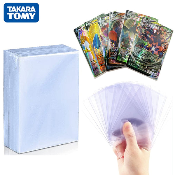 Pokemon Card Sleeves 100 Counts Transparent Playing Games VMAX Protector Cards Folder Yugioh Pokémon Case Holder Kids Toy Gift