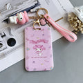 Kawaii Sanrio Keychain Cartoon Cat Sliding Card Holder Student Meal Card Bus Card Holder Lady Id Card Credit Card Holder Lanyard