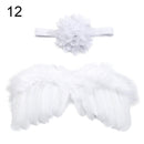 2pcs/set Cute Newborn Angel Feather Wings with Baby Girl Rose Flower Headband Hair Accessories for Infant Photography Props