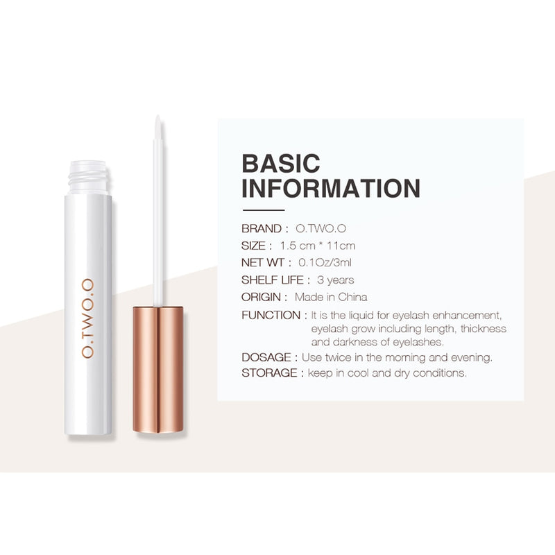 O.TWO.O Eyelash Growth Serum Moisturizing Eyelash Nourishing Essence For Eyelashes Enhancer Lengthening Thicker 3ml