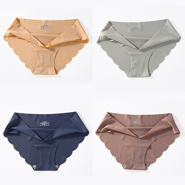 4 PCS/Lot Seamless Panties For Women Plain Panties Slip Silk Female Underwear Soft Thin Light Panti Culotte Femme Underpants