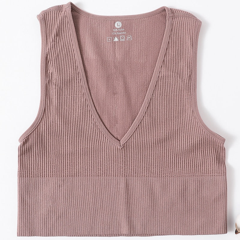 Vintage Crop Top Women Seamless Underwear Sexy Lingerie Female Tanks Vest Harajuku Deep V Neck Summer Camis Crop Top Camisole