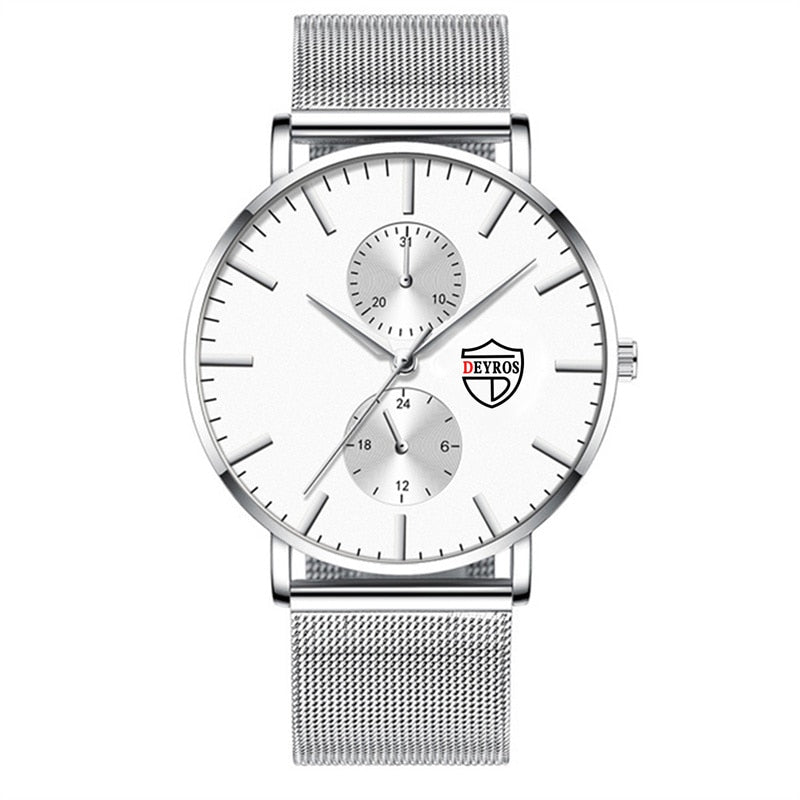 reloj hombre 2022 Mens Fashion Ultra-thin Watches Men Business Casual Stainless Steel Mesh Belt Quartz Watch relogio masculino