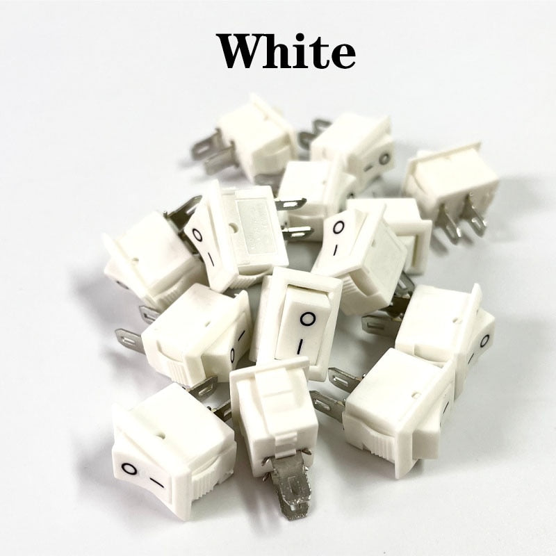 15pcs Mini Rocker Switch SPST Black and Red Snap in Switches Button AC 250V 3A / 125V 6A 2 Pin I/O 10*15mm On-off Switch Rocker