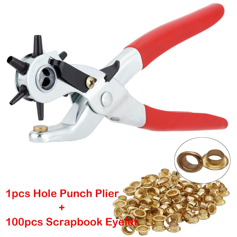 Eyelet Hole Puncher Leather Belt Hole Punch Plier Revolve Sewing Machine Bag Setter Tool Watchband Strap Household leathercraft