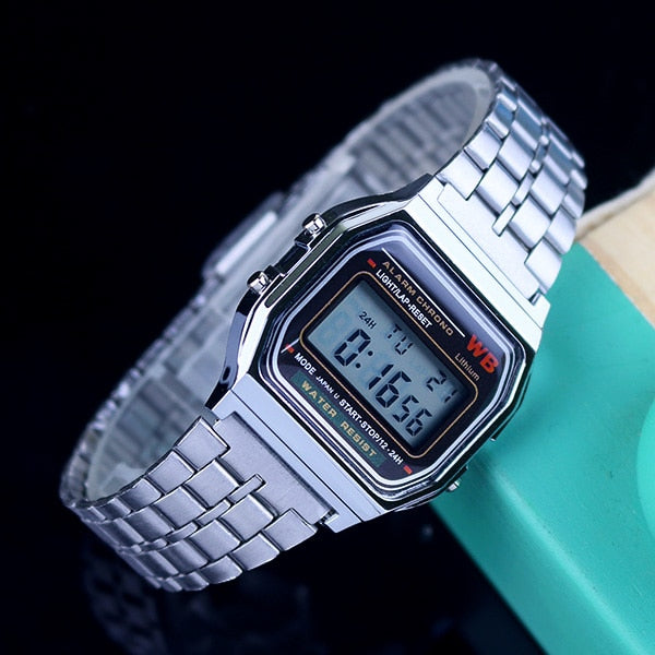 Gold Men Watches Women Electronic Digital Display Retro Style Clock Men&