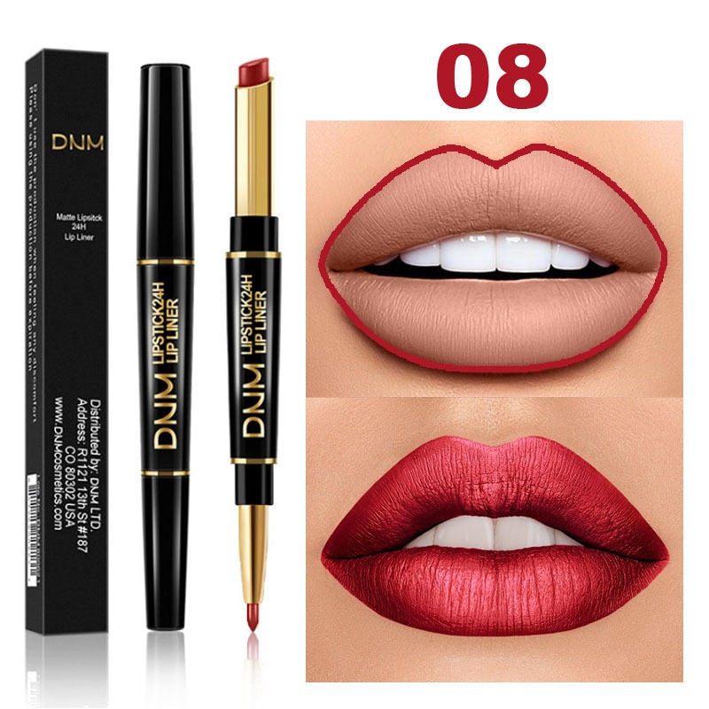 2 IN 1  Lip Liner Waterproof Matte Lipstick Pencil Contour Tint Sexy Red Matte Long Lasting Moisturizer Lipliner Cosmetics TSLM1