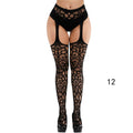 Sexy Solid Striped Elastic High Waist Transparent Stockings Lingerie Garter Fishnet Pantyhose Open Crotch Tights