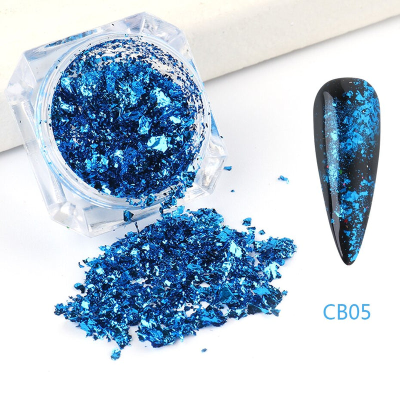 Crystal Fire Opal Flakes Nail Sequins Purple Holographic Glitter DIY Chrome Powder for Spring Nails Manicure Paillettes GL1857