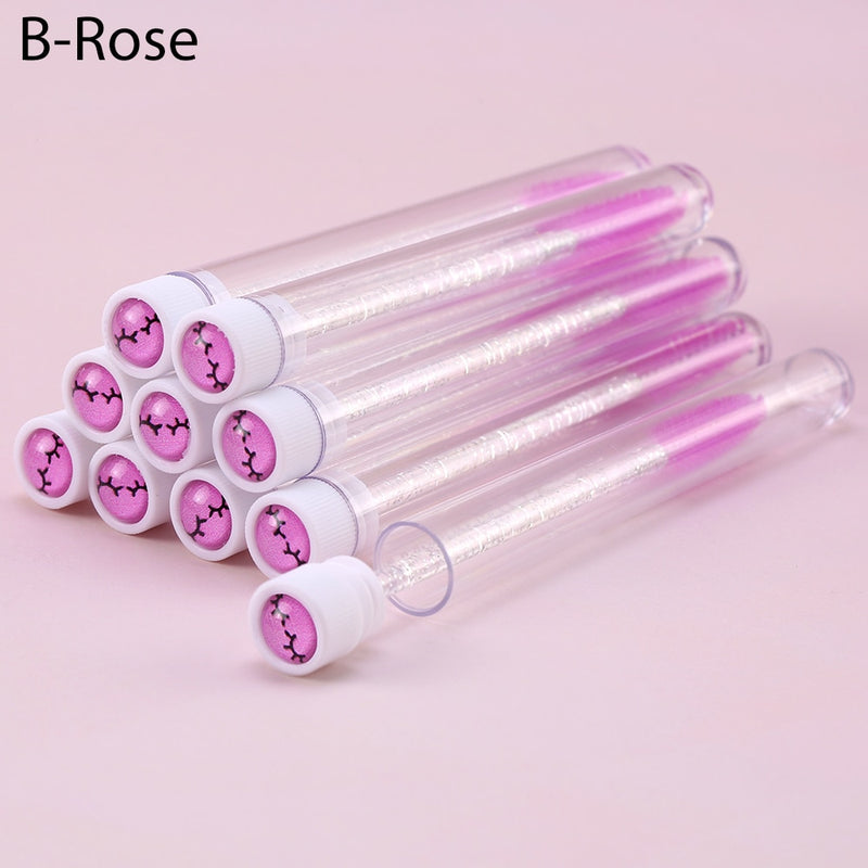 10pcs Pink Eyelashes Brushes Reusable Eyebrow Brush for Eyelash Extension Crystal Eyelash Brush Mascara Tube Make Up Hot Sales