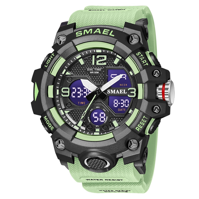 Sport Watch Military Watch For Men Alarm Clock Stopwatch LED Digital Back Light Dual Time Display 8008 Men&
