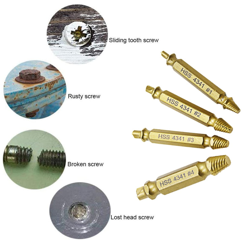 4/5/6 PCS Damaged Screw Extractor Drill Bit Set Stripped Easily Take Out Broken Screw Bolt Remover Extractor Demolition Tools