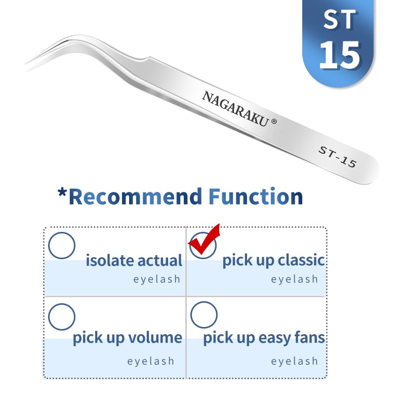 NAGARAKU Eyelash Extension Tweezers False Eyelashes Makeup Stainless Steel Professional Tweezer 3D Accurate Pincet