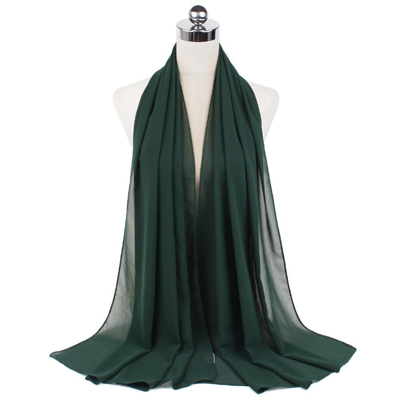 Muslim new Bubble Chiffon Hijab Scarf Women Solid Color Soft Long Shawls and Wraps Georgette Islamic Head Scarves Ladies Hijabs