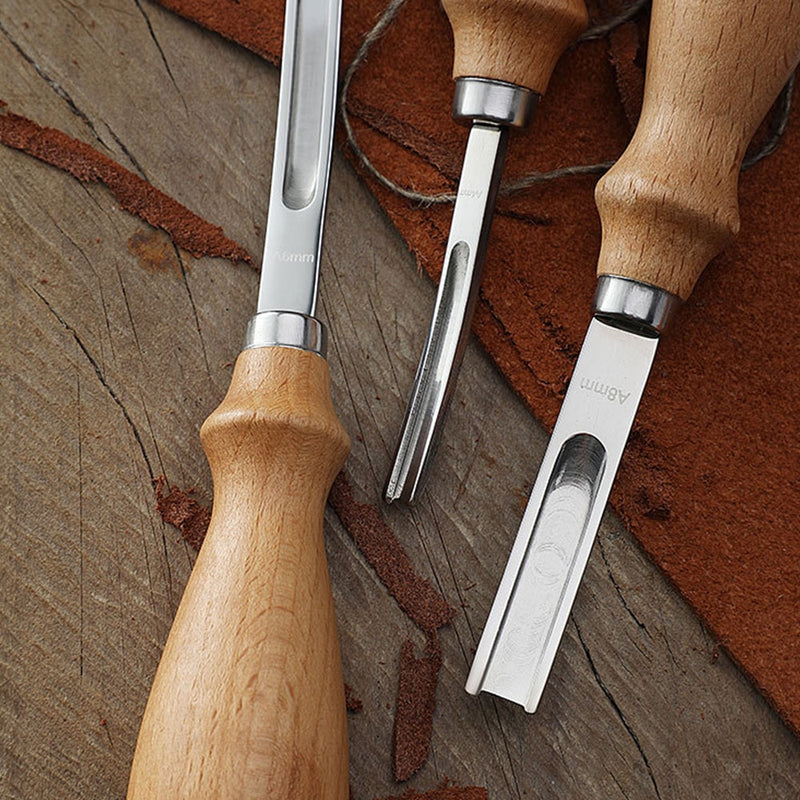3 size A4mm A6mm A8mm Practical Leather Craft Edge Beveler Skiving Beveling Knife DIY Cutting Hand Craft Tool with Wood Handle