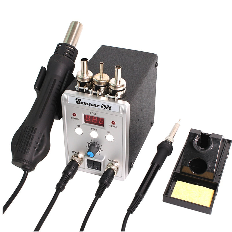 Soldering Station 8586 760W 2 in 1 Digital Display SMD Rework Hot Air Gun Solder Iron 220V ESD Welding Desoldering Repair Tools