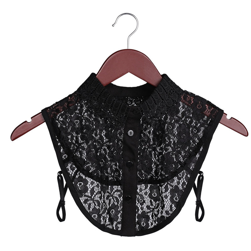 Fashion White Black Lace Fake Collar Blouse Vintage Detachable Shirt False Collar Lapel Blouse Top Women Clothes Accessories