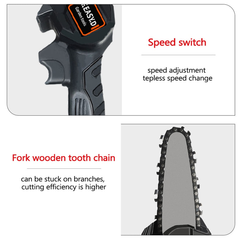 Portable Electric Pruning Saw Rechargeable Small Electric Saws Woodworking One-handed Electric Saw Garden Logging Mini Chain Saw