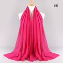 2021 NEW Flocked Bubble Cotton Scarf Hijabs For Muslim Women Soild Color Breathable Islamic Headscarf Arab Head Scarves