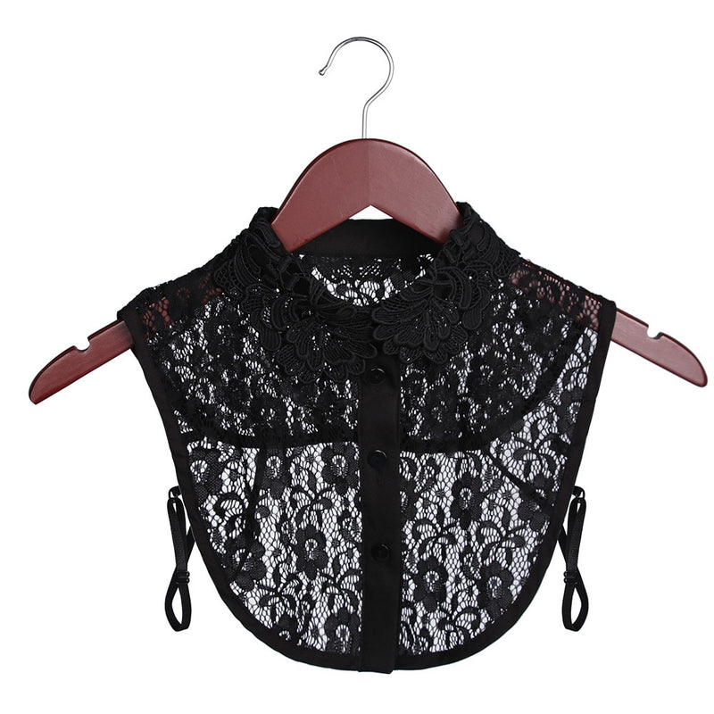 Fashion White Black Lace Fake Collar Blouse Vintage Detachable Shirt False Collar Lapel Blouse Top Women Clothes Accessories